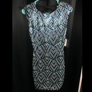 Sequin blue and Green Party dress NWT